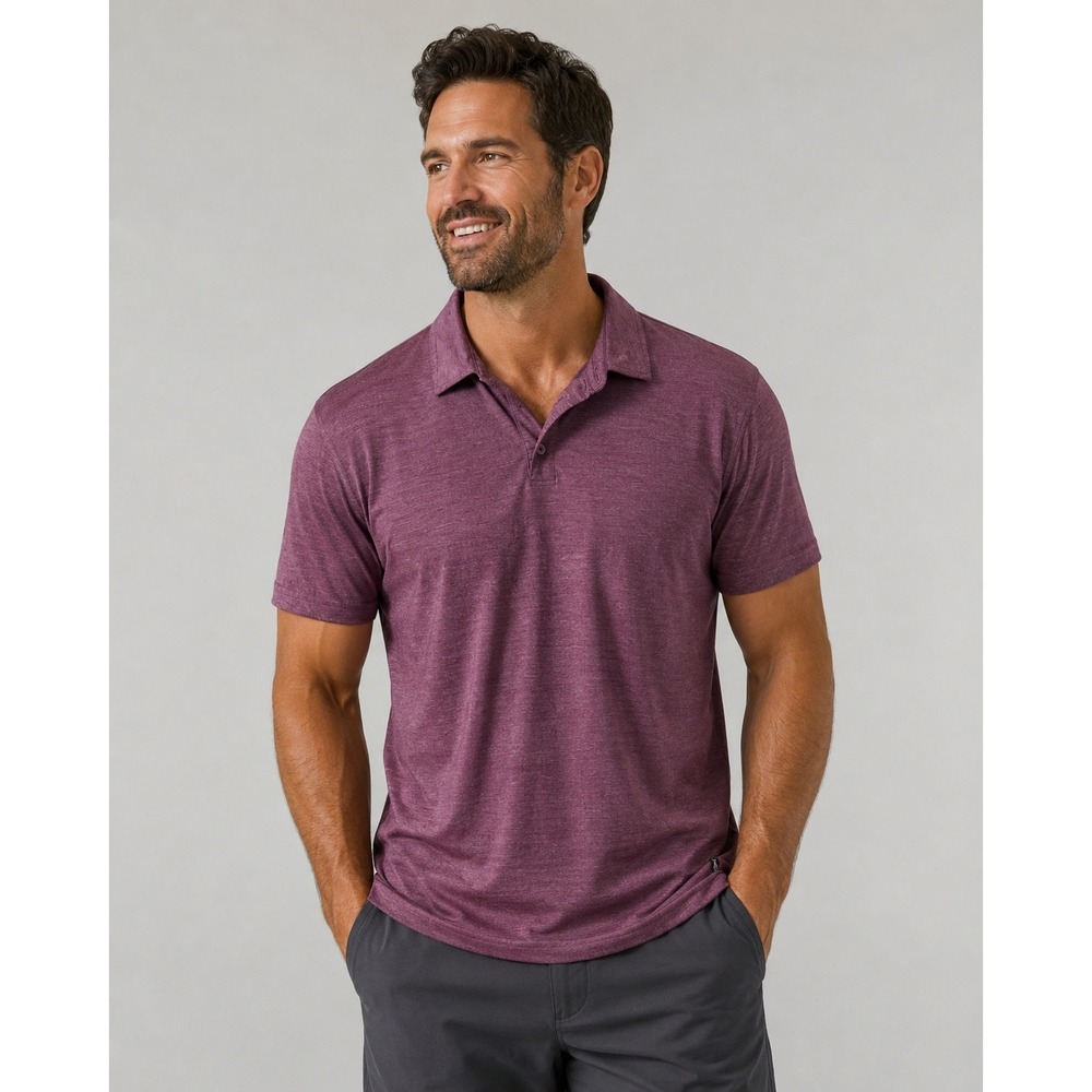 Smartwool Merino Sport 150 Polo Shirt Mens Large Purple Heathered Hiking Golf